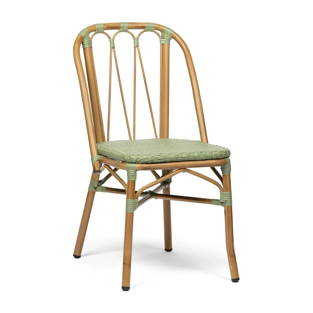 Chaise de bistrot ORSAY - tressage vert olive / beige