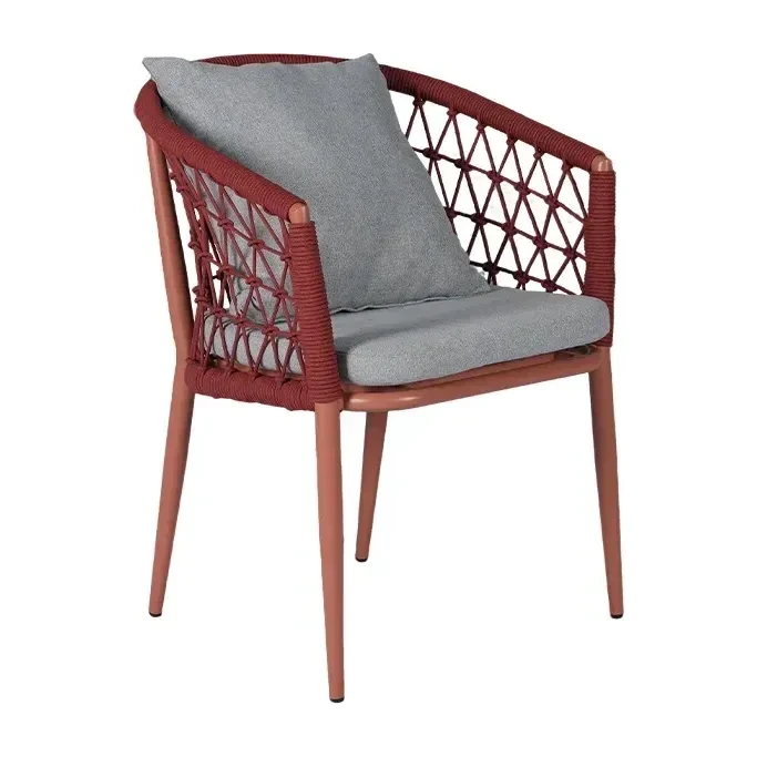 Chaise de terrasse HONFLEUR - tressage rouge