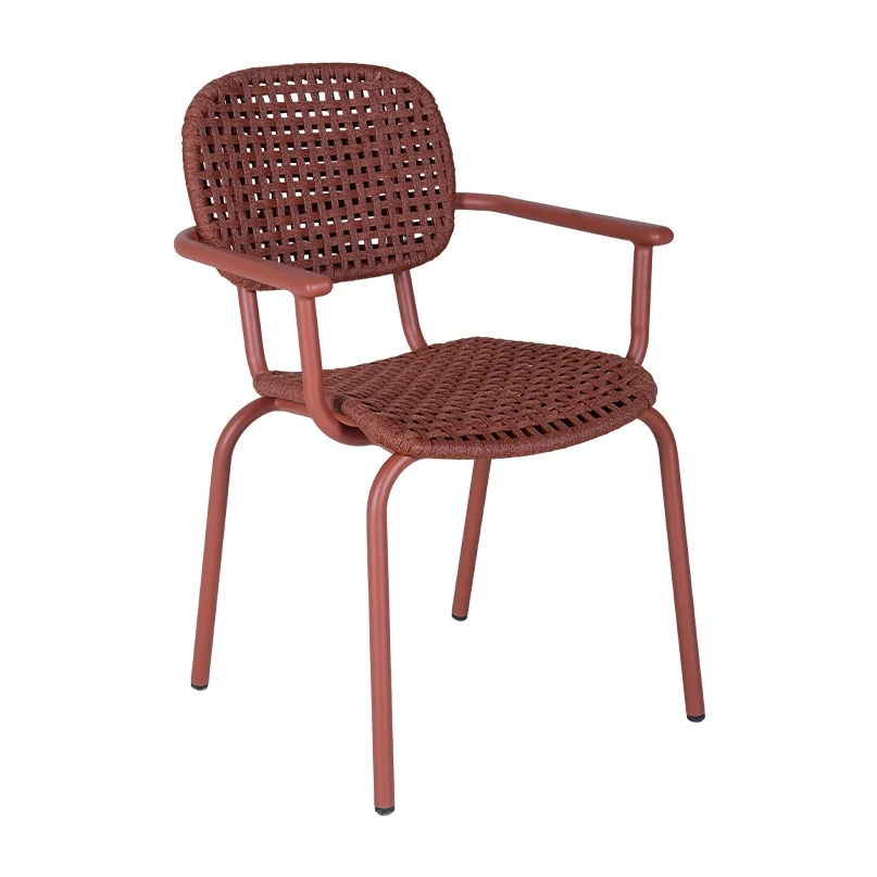Fauteuil de terrasse PORQUEROLLES - cordage rouge brique