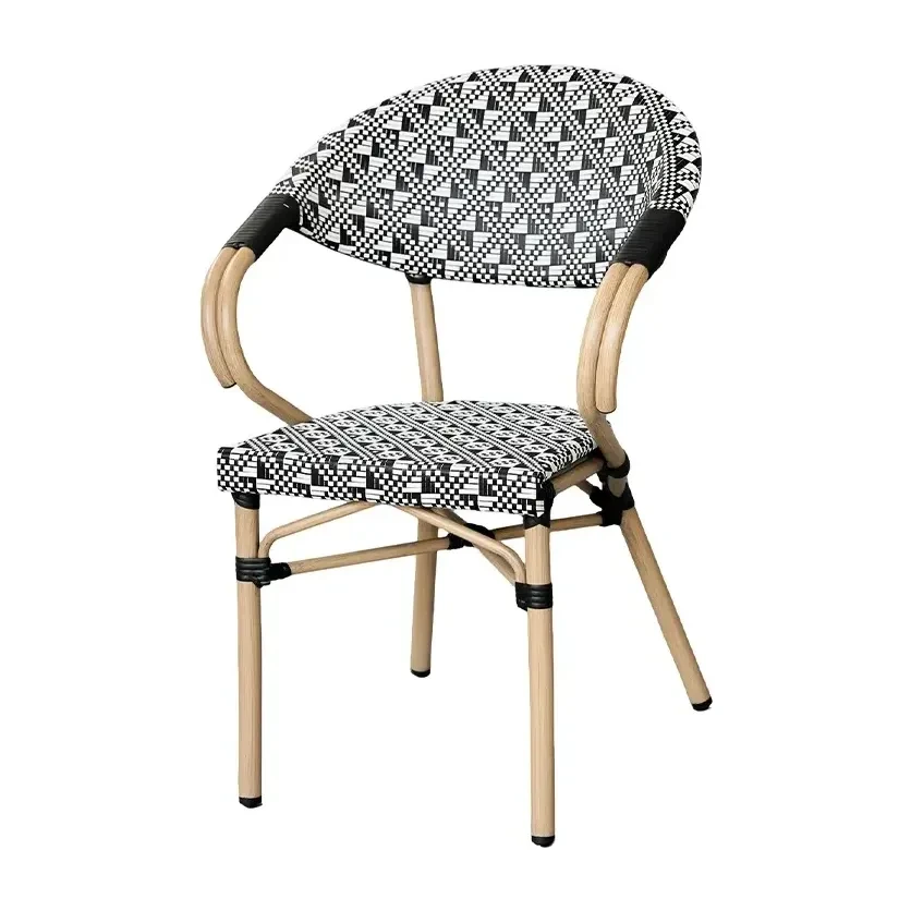 Ensemble repas terrasse GRANADA - maille textilène blanc / noir