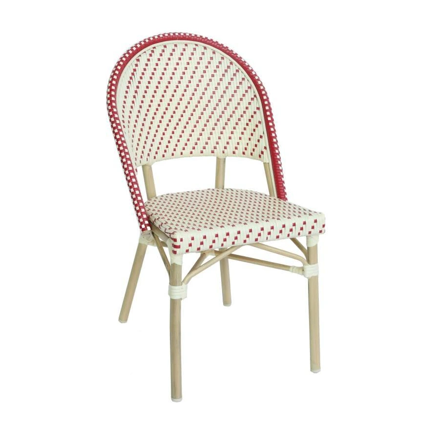 Chaise de bistrot ODEON - tressage pointillé rouge / écru