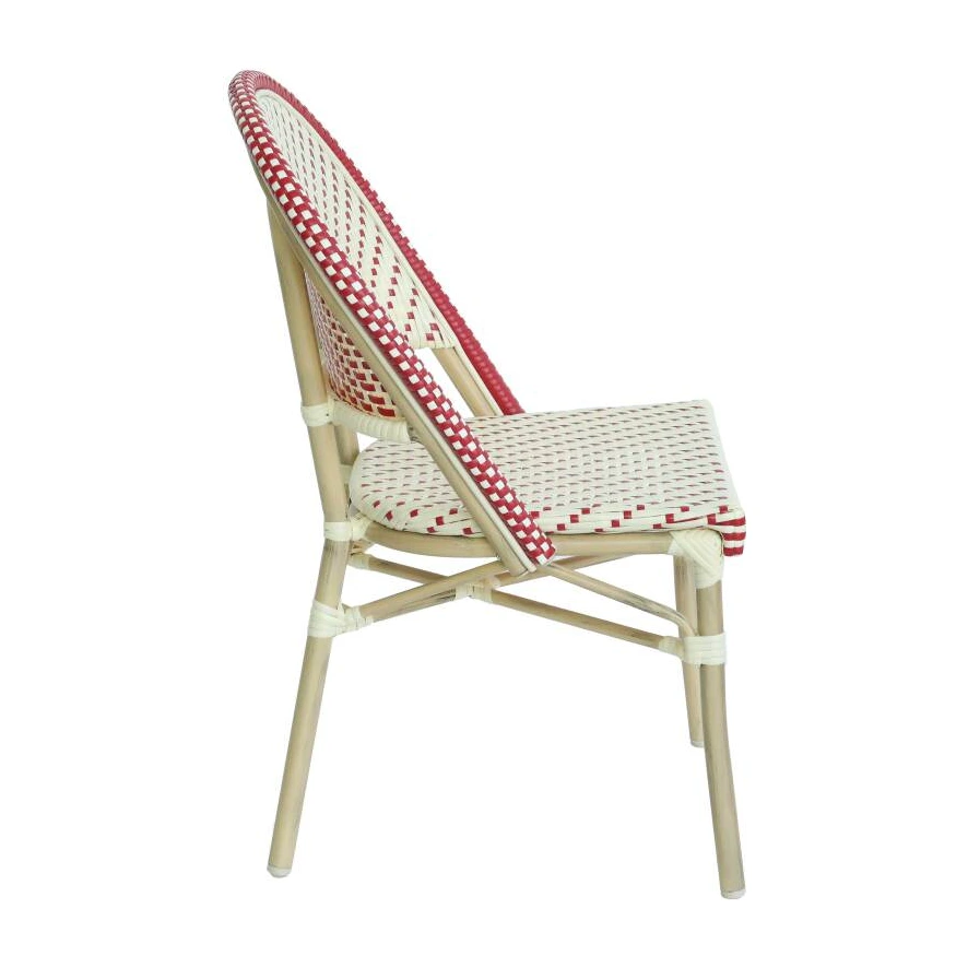 Chaise de bistrot ODEON - tressage pointillé rouge / écru