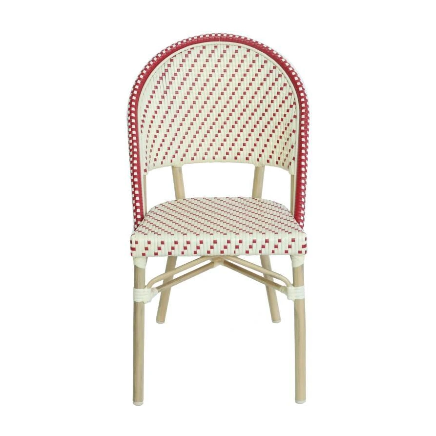Chaise de bistrot ODEON - tressage pointillé rouge / écru