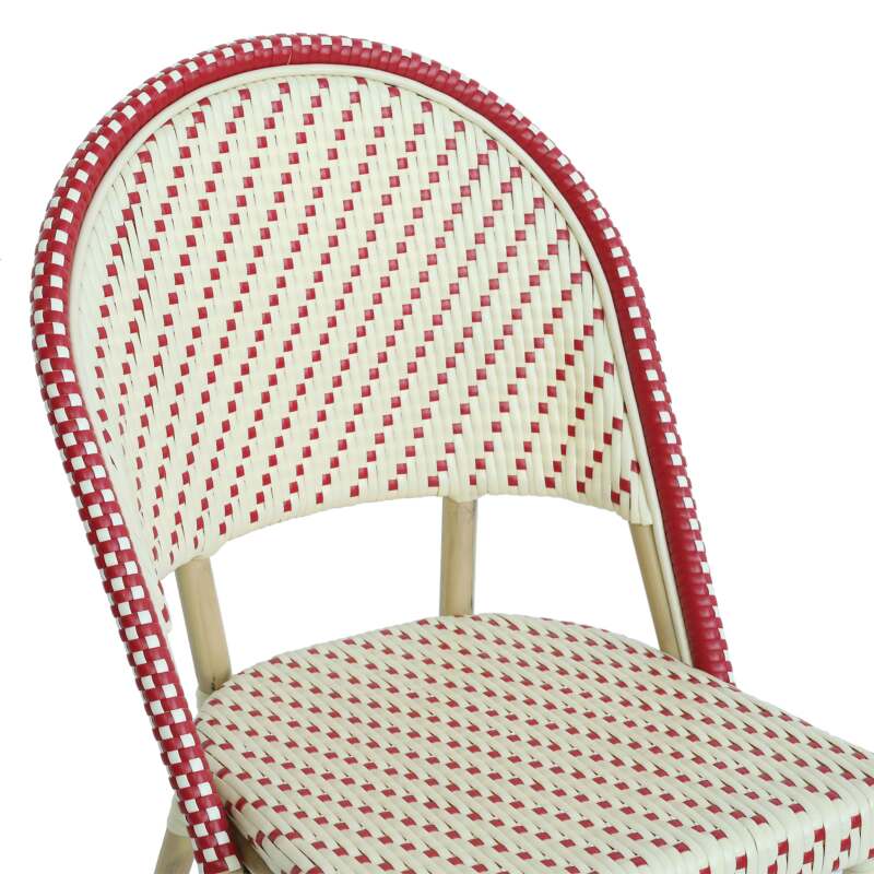 Chaise de bistrot ODEON - tressage pointillé rouge / écru