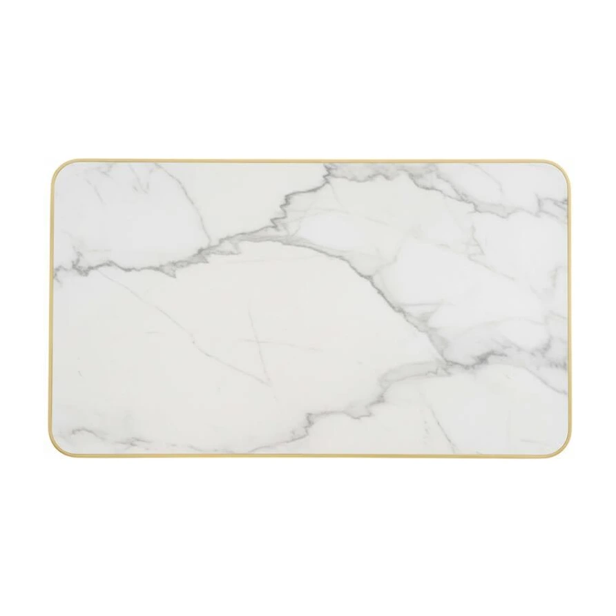 Plateau de table ORANGE - rectangulaire 110x70 marbre blanc liseré doré