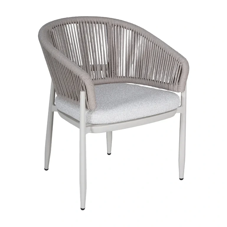 Fauteuil de terrasse SANARY - cordage vertical gris perle