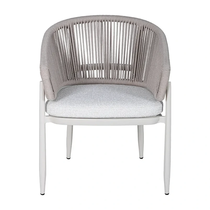 Fauteuil de terrasse SANARY - cordage vertical gris perle