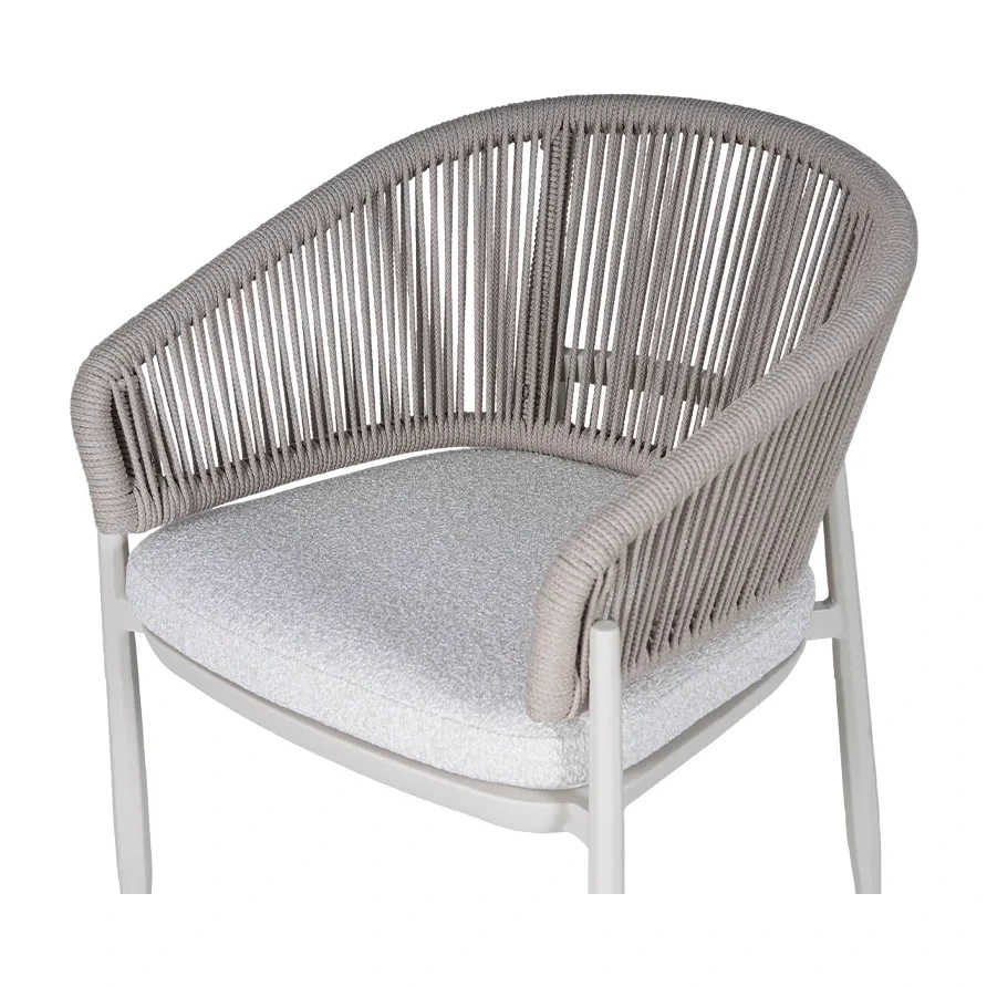Fauteuil de terrasse SANARY - cordage vertical gris perle