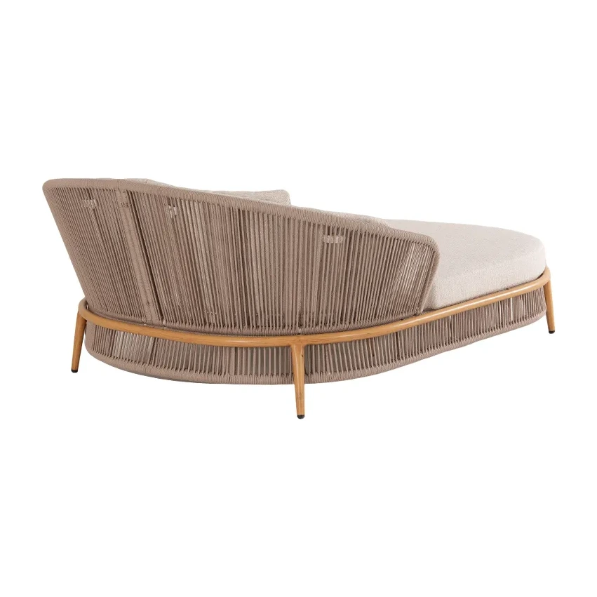 Lit de repos de terrasse cordage FORMENTERA - cordage sable, structure effet bois