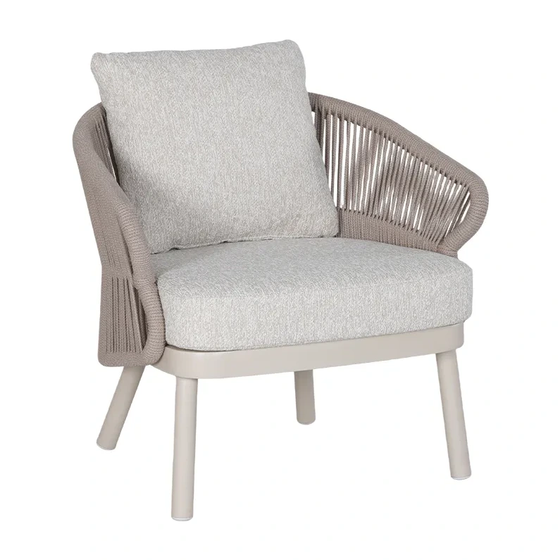 Salon de terrasse cordage SAINT-TROPEZ - cordage sable, table gigogne pivotante