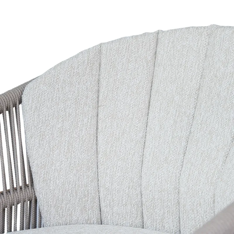 Salon de terrasse cordage PORTO-VECCHIO - cordage gris perle, structure effet bois
