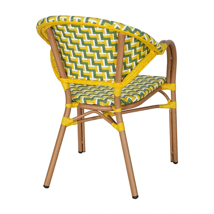 Fauteuil de bistrot BERCY - tressage chevron vert / jaune