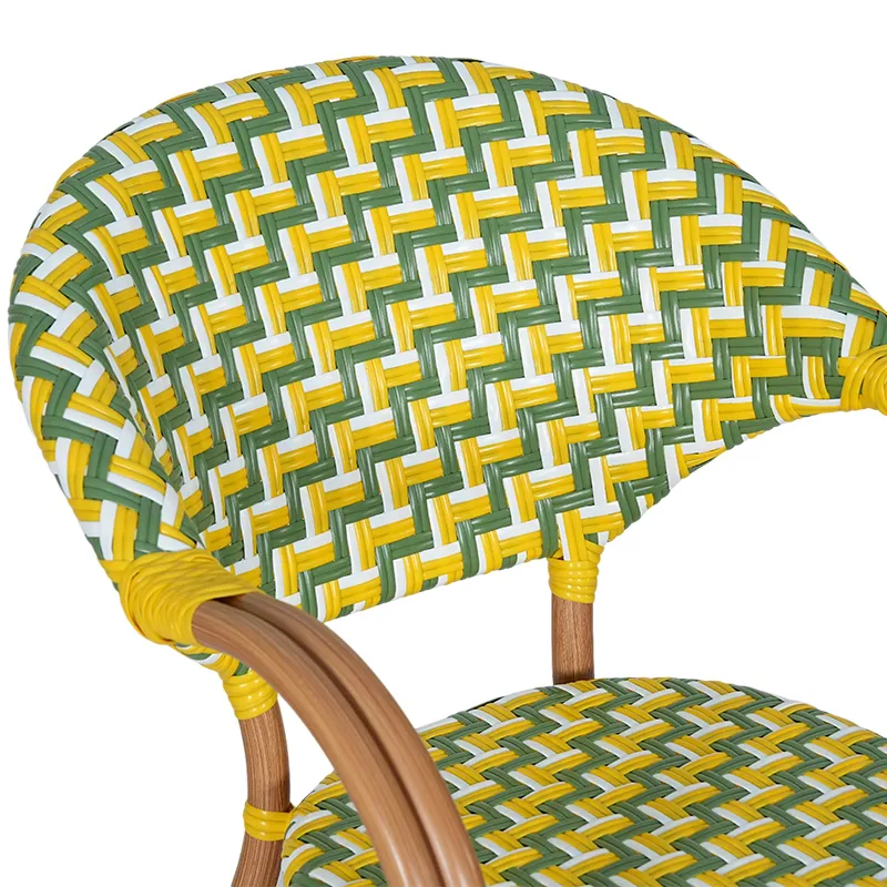Fauteuil de bistrot BERCY - tressage chevron vert / jaune