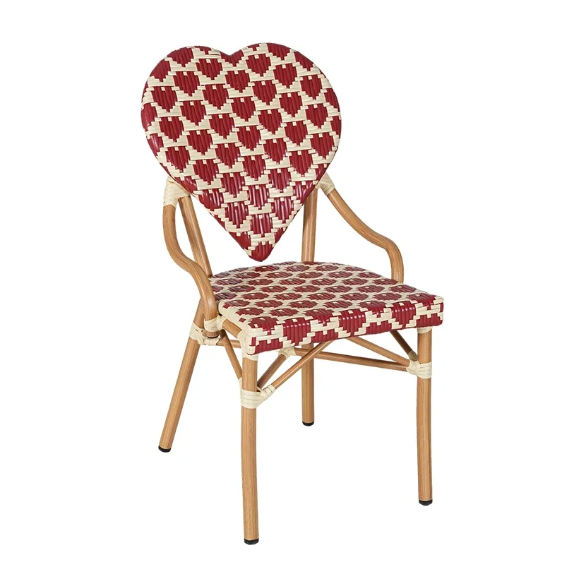 Chaise de bistrot VALENTINE - dossier cœur tressé