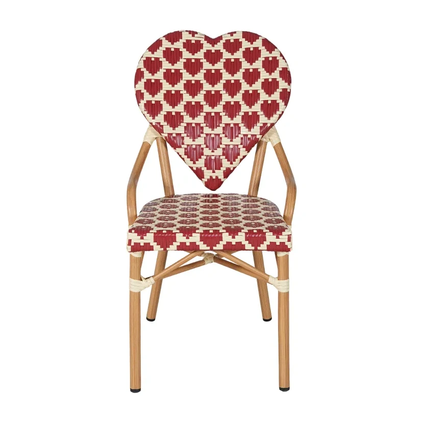 Chaise de bistrot VALENTINE - dossier cœur tressé