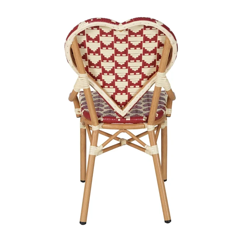 Chaise de bistrot VALENTINE - dossier cœur tressé