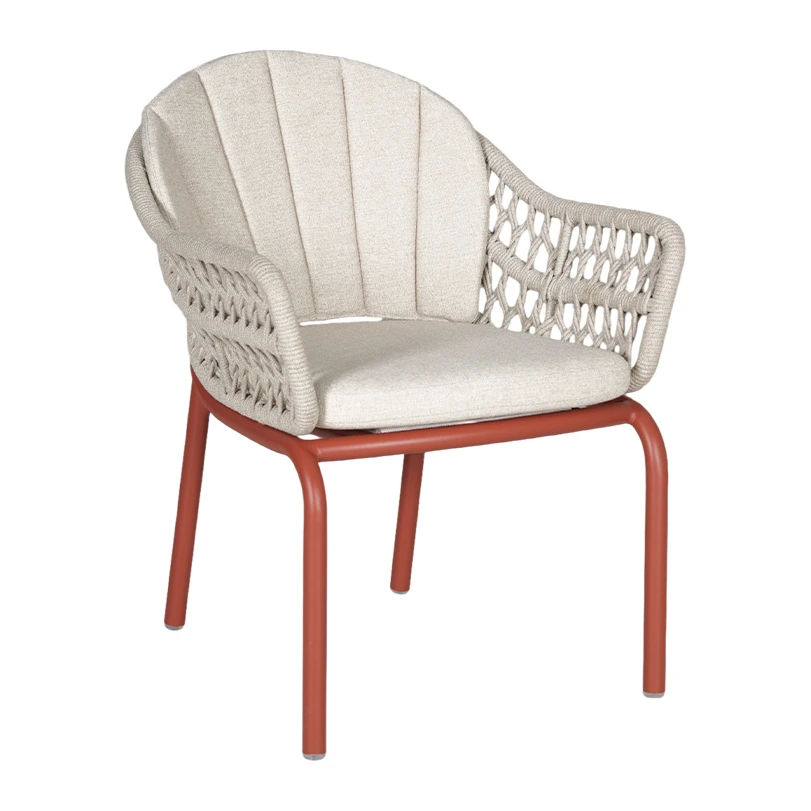 Chaise de terrasse COLLIOURE - cordage crème / terracotta
