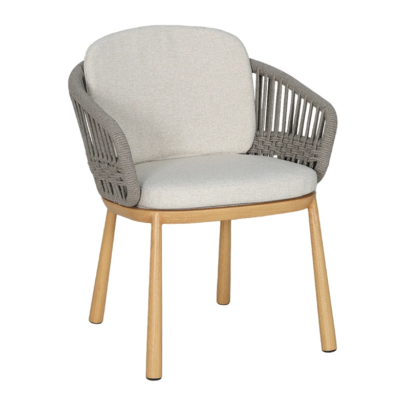 Chaise de terrasse BONIFACIO - cordage écru / effet bois