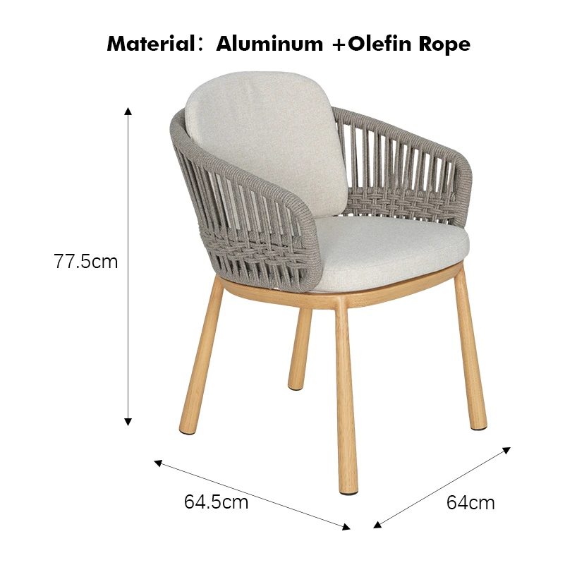 Chaise de terrasse BONIFACIO - cordage écru / effet bois