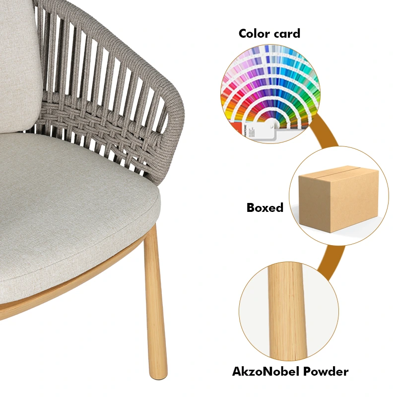 Chaise de terrasse BONIFACIO - cordage écru / effet bois