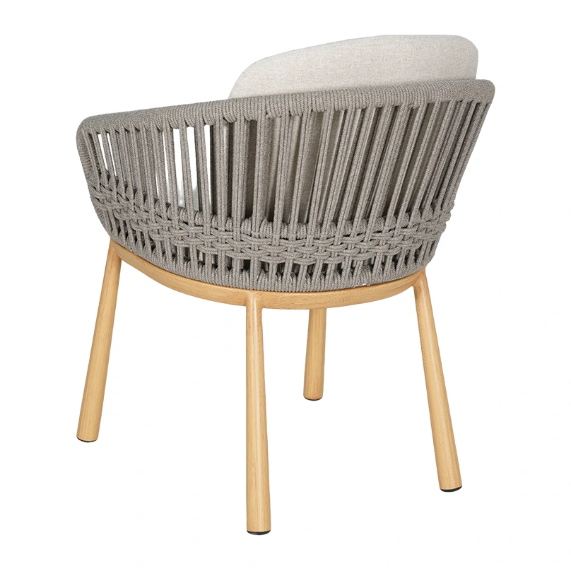 Chaise de terrasse BONIFACIO - cordage écru / effet bois