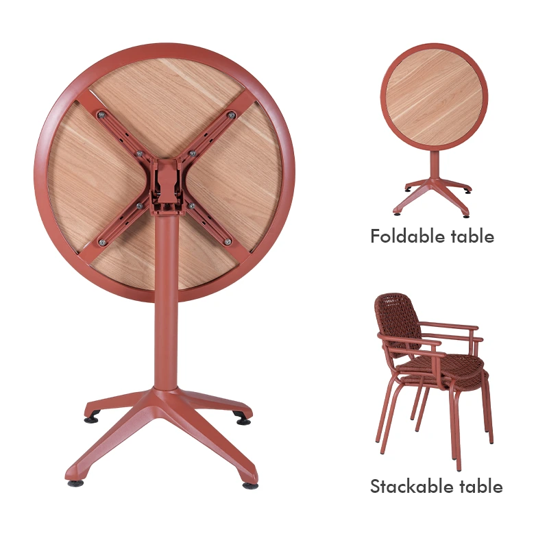 Fauteuil de terrasse PORQUEROLLES - cordage rouge brique