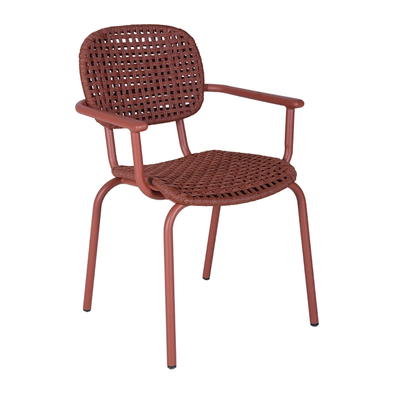 Fauteuil de terrasse PORQUEROLLES - cordage rouge brique