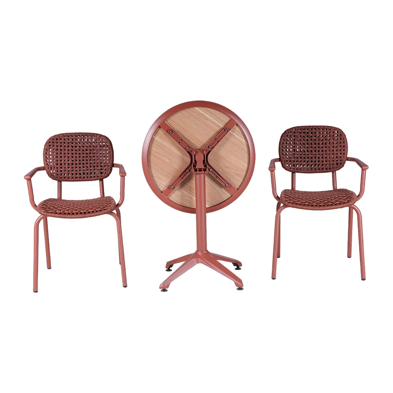 Fauteuil de terrasse PORQUEROLLES - cordage rouge brique