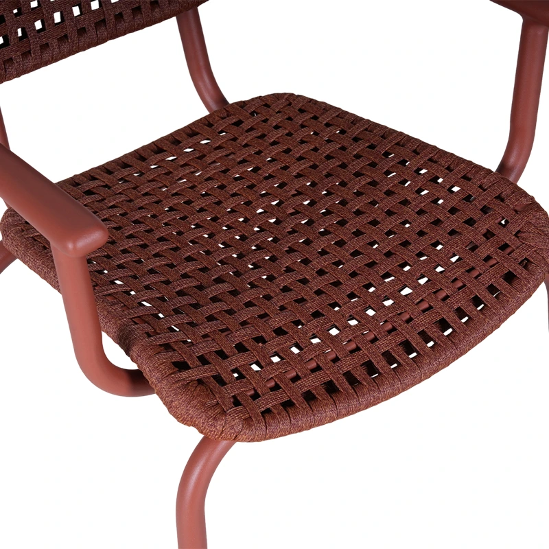 Fauteuil de terrasse PORQUEROLLES - cordage rouge brique
